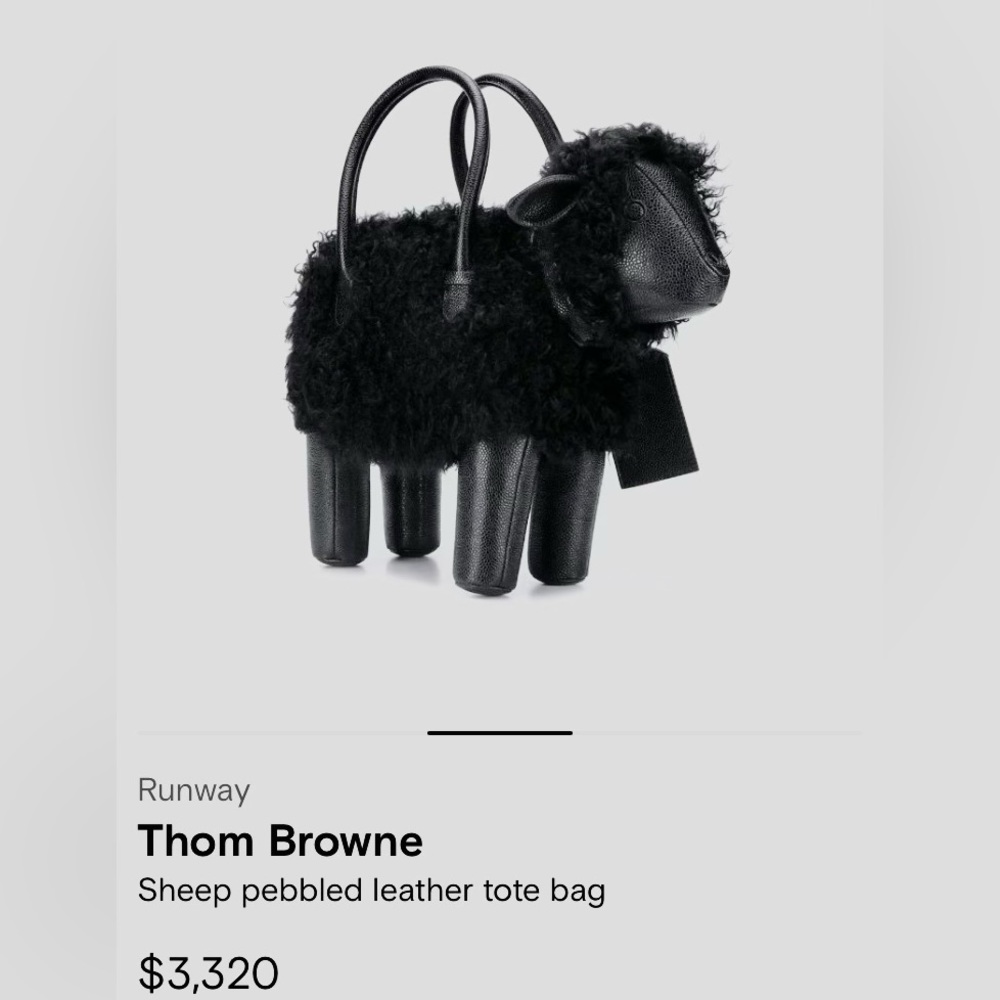 BLACK PEBBLED CALFSKIN AND LAMBSKIN COVERED SHEEP BAG